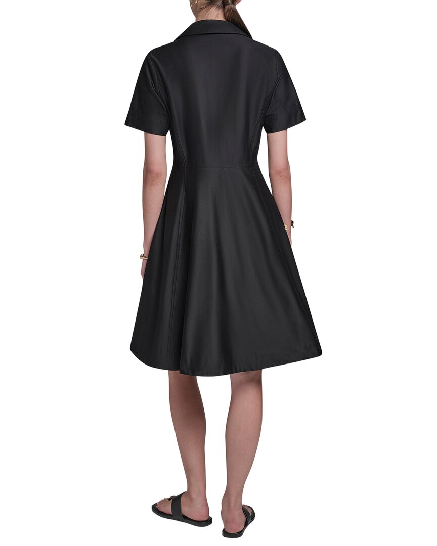 Halston Halston Short Sleeve Button-Up Sateen Shirtdress
