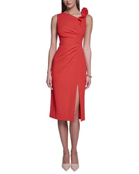 Halston Halston Rose Detail Bodycon Midi Dress