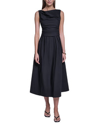 Halston Halston Sleeveless Cotton Pleated Fit And Flare