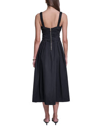 Halston Halston Sleeveless Cotton Pleated Fit And Flare