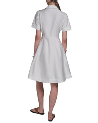Halston Halston Short Sleeve Button-Up Sateen Shirtdress