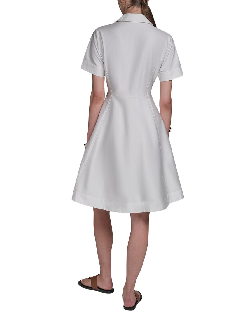 Halston Halston Short Sleeve Button-Up Sateen Shirtdress