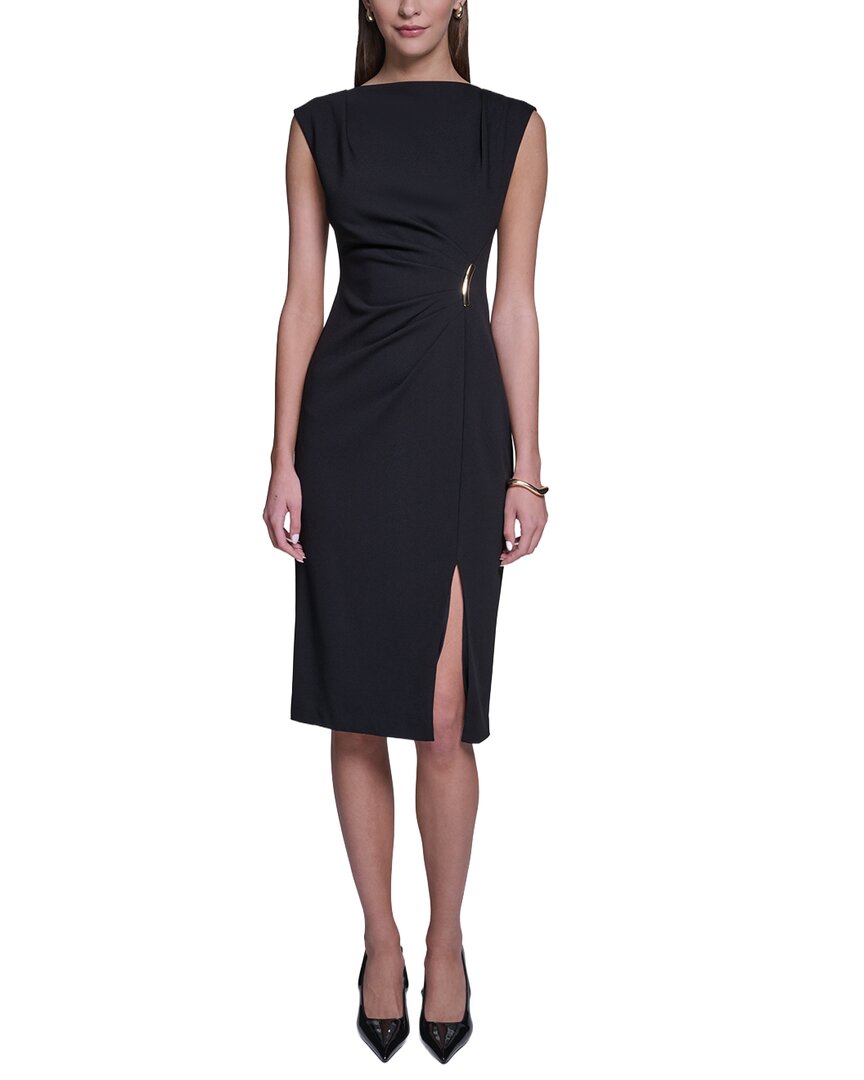 Halston Halston Sleeveless Bodycon Midi Dress With Hardware