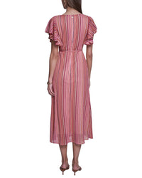 Halston Halston Crochet Knit Striped Maxi Dress