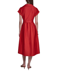 Halston Halston Cotton Sateen Midi Shirt Dress