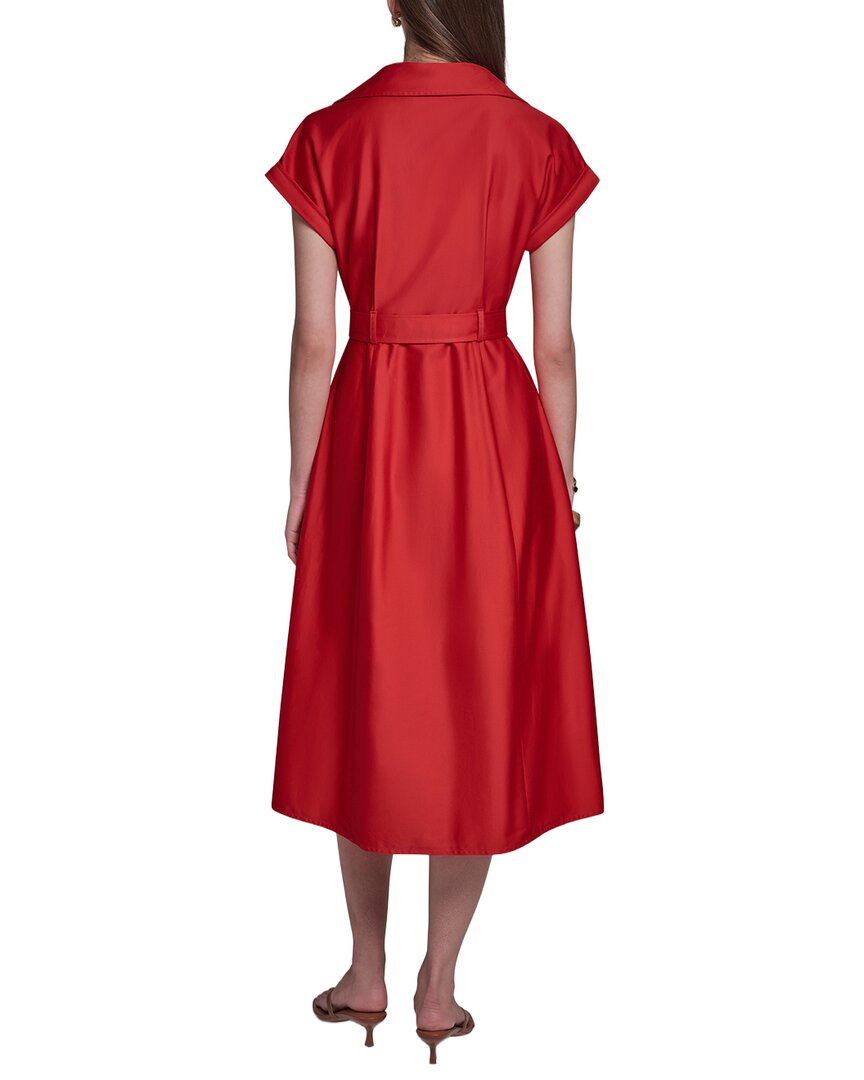Halston Halston Cotton Sateen Midi Shirt Dress