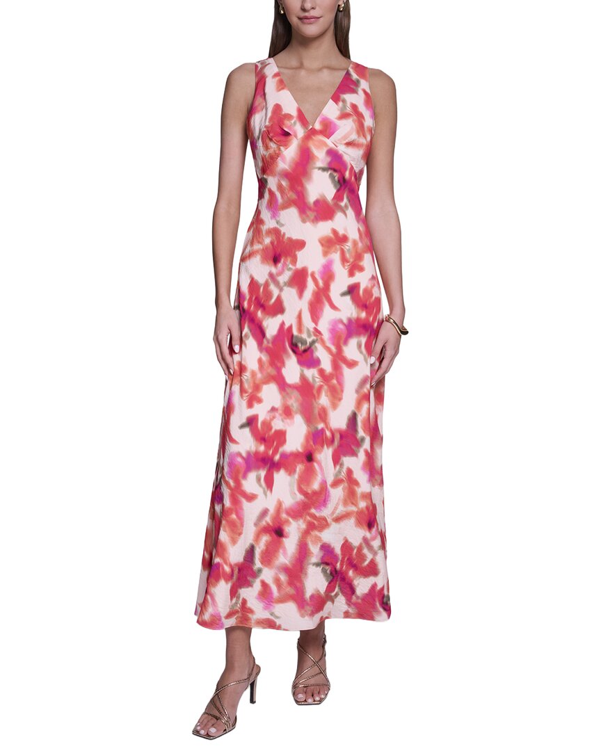 Halston Sleeveless V-Neck Satin Dress
