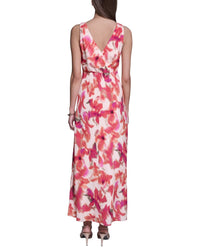 Halston Sleeveless V-Neck Satin Dress