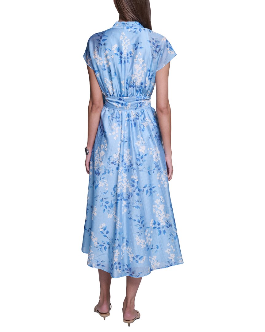 Halston Halston Butterfly Sleeve Linen-Blend Midi Dress