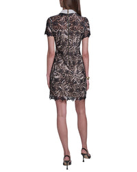Halston Halston Lace Collared Mini Dress