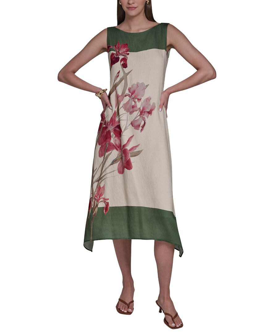 Halston Orchid Print Midi Dress