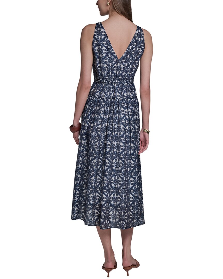 Halston Halston Sleeveless V-Neck Printed Linen-Blend Sundress