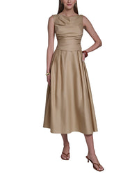 Halston Halston Sleeveless Pleated A-Line Dress