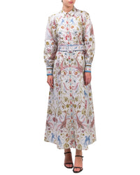 Marchesa Notte Cotton Poplin Collared Maxi Dress