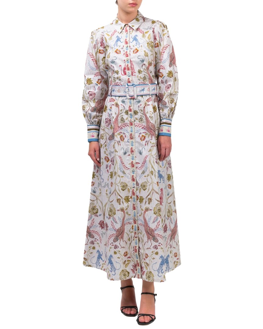 Marchesa Notte Cotton Poplin Collared Maxi Dress