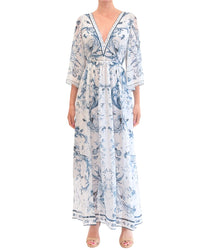 Marchesa Notte Gathered Silk Chiffon Maxi Dress