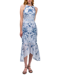 Marchesa Notte Threadwork Voile Handkerchief Dress