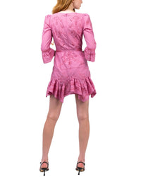 Marchesa Notte Embroidered Cotton Voile Mini Dress