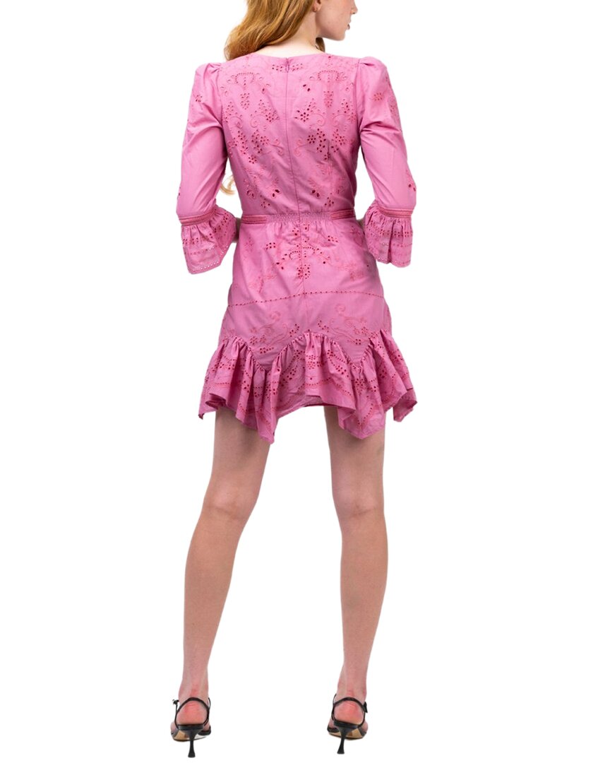 Marchesa Notte Embroidered Cotton Voile Mini Dress
