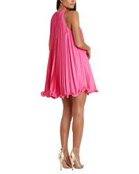 Mac Duggal Mac Duggal Pleated Halter Neck Flowy Mini Dress