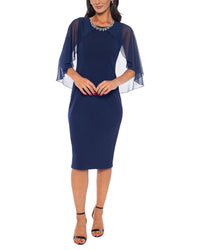 Marina Rhinestone Trim Midi Dress