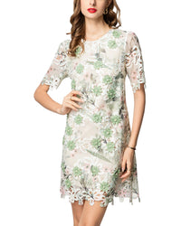 BURRYCO Burryco Embellished Short Sleeve Mini Dress