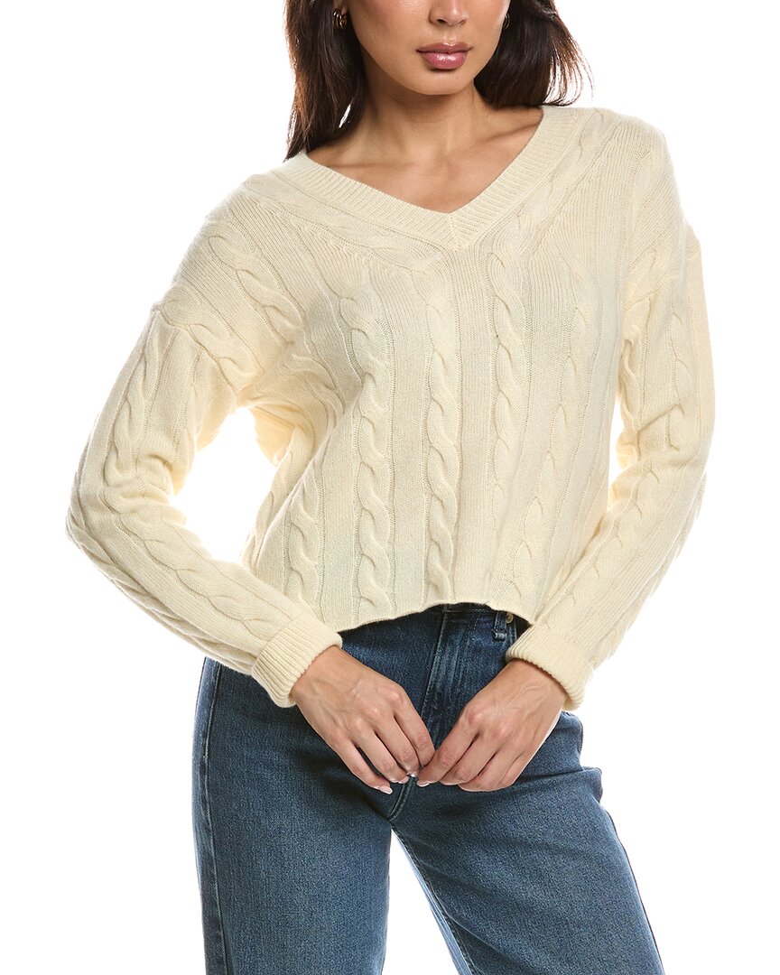 THE CASHMERE PROJECT The Cashmere Project Cropped Cable V Neck Sweater