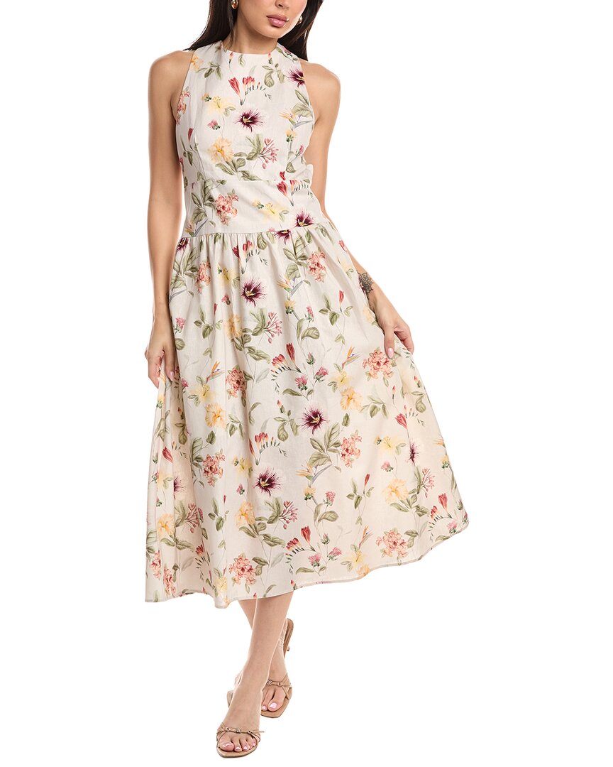 JL LUXE Jl Luxe Sleeveless Linen-Blend Midi Dress