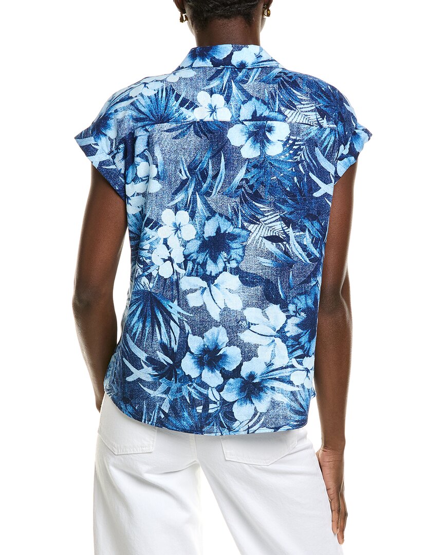 Jones New York Button Detail Linen-Blend Blouse