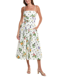 Avec Les Filles Avec Les Filles Drop Waist Belted Midi Dress