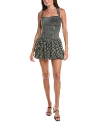 Avec Les Filles Avec Les Filles Drop Waist Bubble Hem Mini Dress