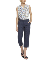 Nydj Utility Oxford Navy Linen-Blend Pant Jean