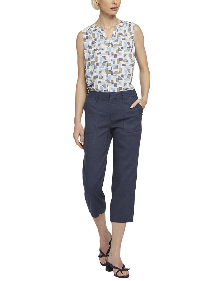 Nydj Utility Oxford Navy Linen-Blend Pant Jean