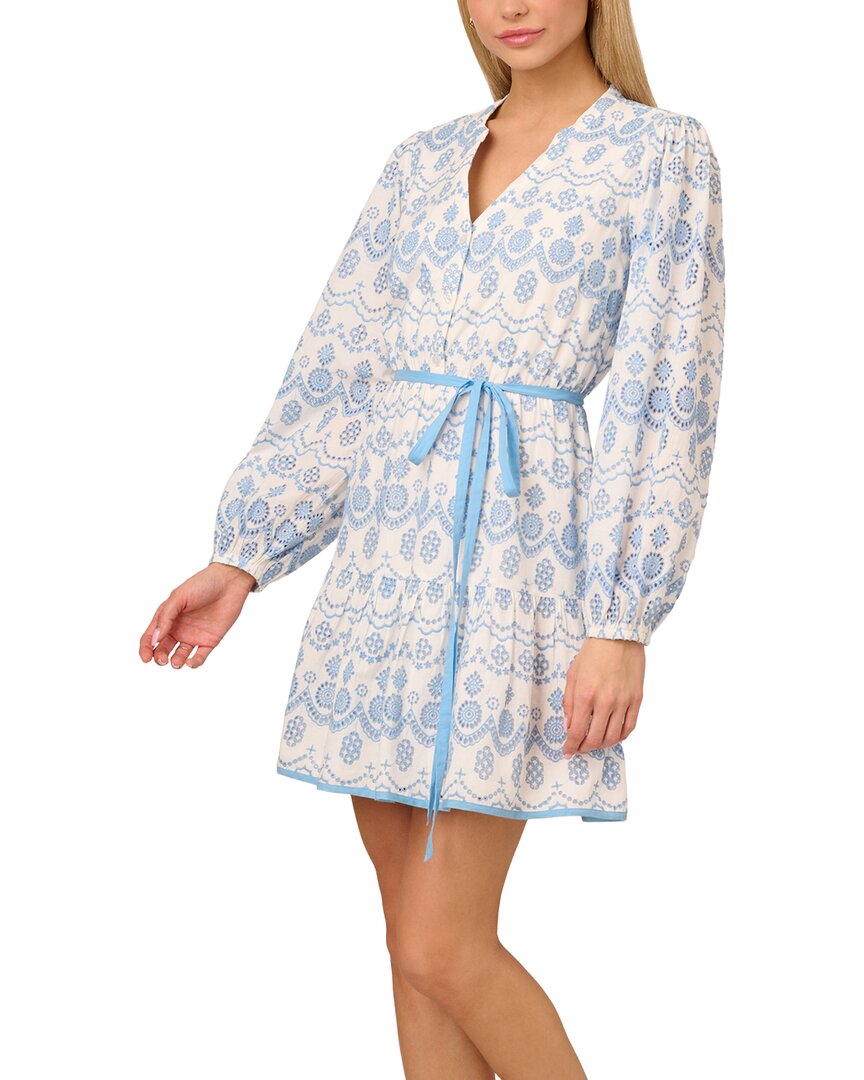 Adrianna Papell Tie Waist Eyelet Dress