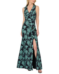 Adrianna Papell Stretch Jacquard Sleeveless Gown
