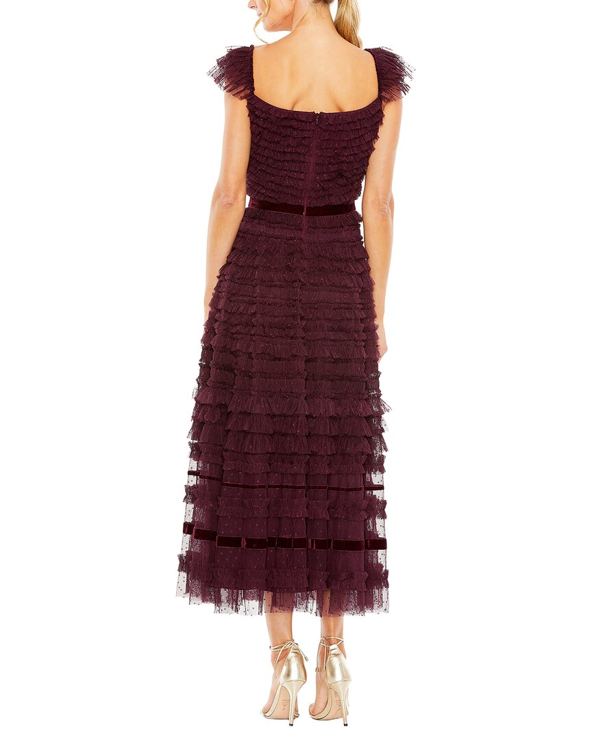 Mac Duggal Flutter Sleeve Tiered Ruffle Midi Dress