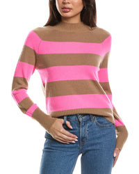 THE CASHMERE PROJECT The Cashmere Project Striped Mini Mock Neck Cashmere Sweater