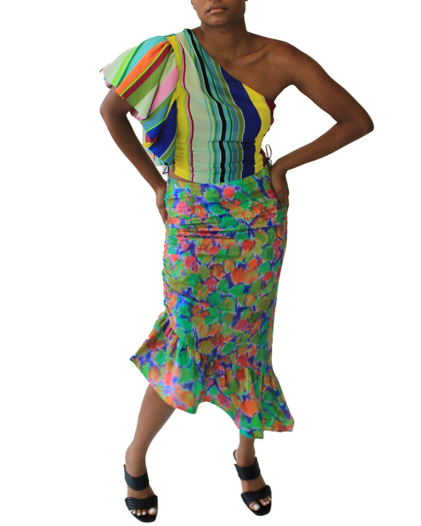 Tracy Reese High-Low Skirt Blue Regular 0 (XS)
