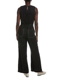 Madewell Madewell Contrast Stitch Relaxed Straight Leg Linen Jumpsuit