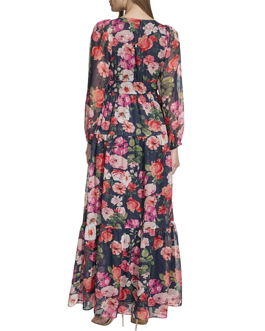 Eliza J Floral Long Sleeve Maxi Dress in Navy Multi at Nordstrom, Size 4