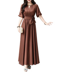 Burryco Short Sleeve Solid Maxi Dress