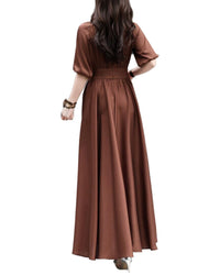Burryco Short Sleeve Solid Maxi Dress