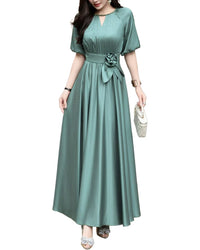 Burryco Short Sleeve Solid Maxi Dress