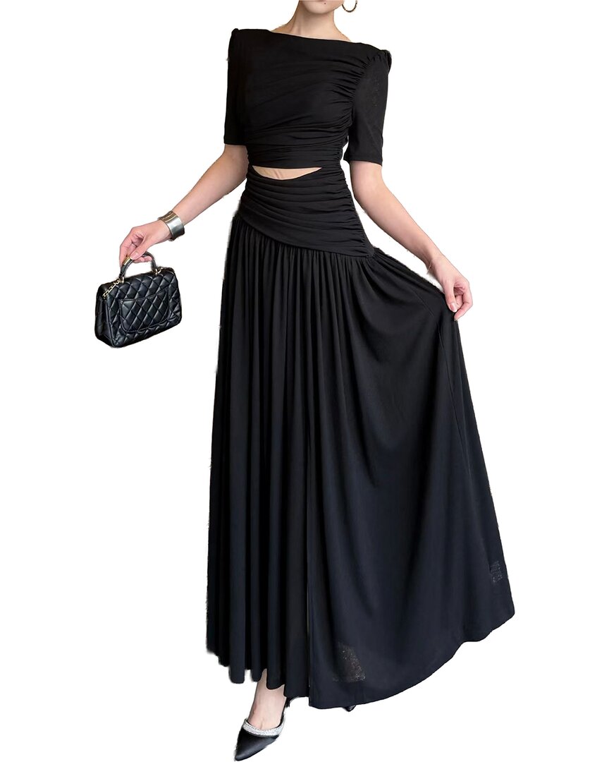 Burryco Short Sleeve Solid Maxi Dress