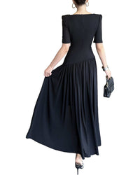 Burryco Short Sleeve Solid Maxi Dress