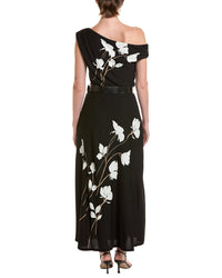 Taylor Taylor One Shoulder Printed Midi Dress
