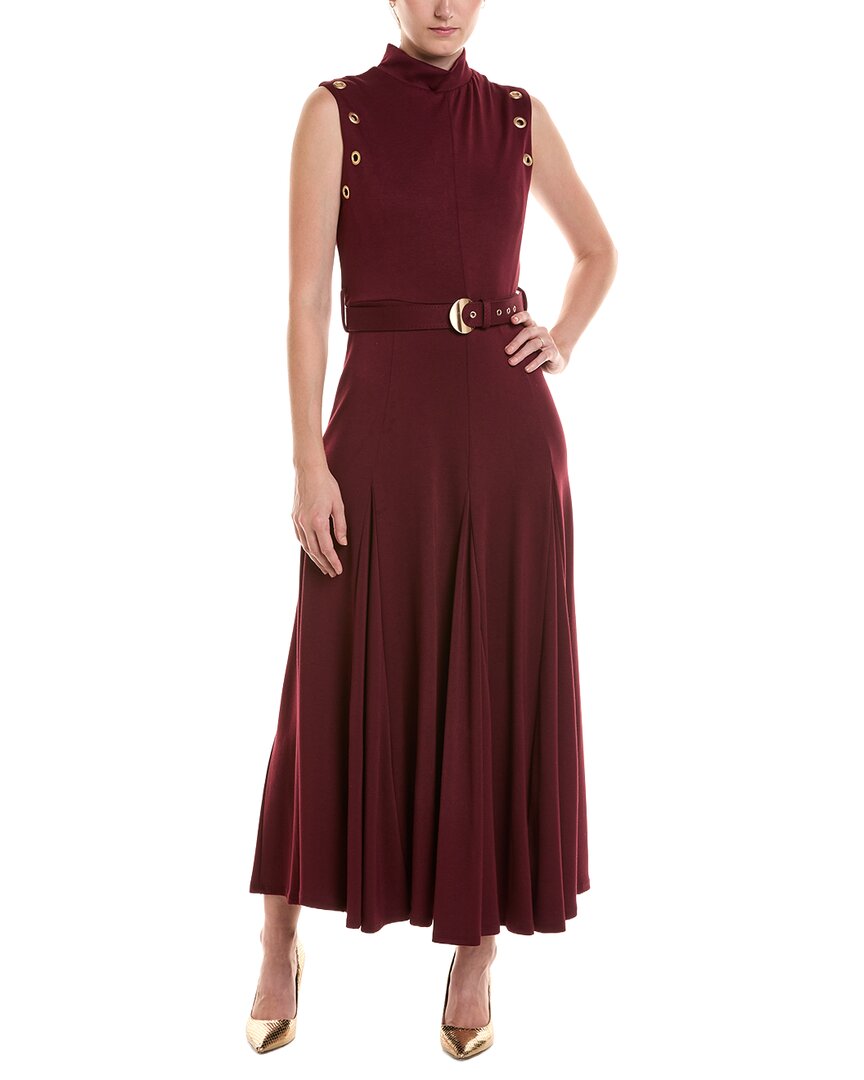 Taylor Taylor Mock Neck Solid Midi Dress