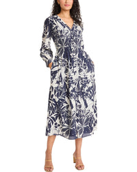 Maggy London Maggy London Long Sleeve V-Neck Midi Dress
