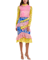 SALONI Saloni Isa Tree Jacquard Midi Dress