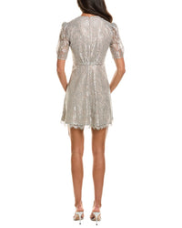 SALONI Saloni Tabitha Metallic Lace Silk-Trim Mini Dress